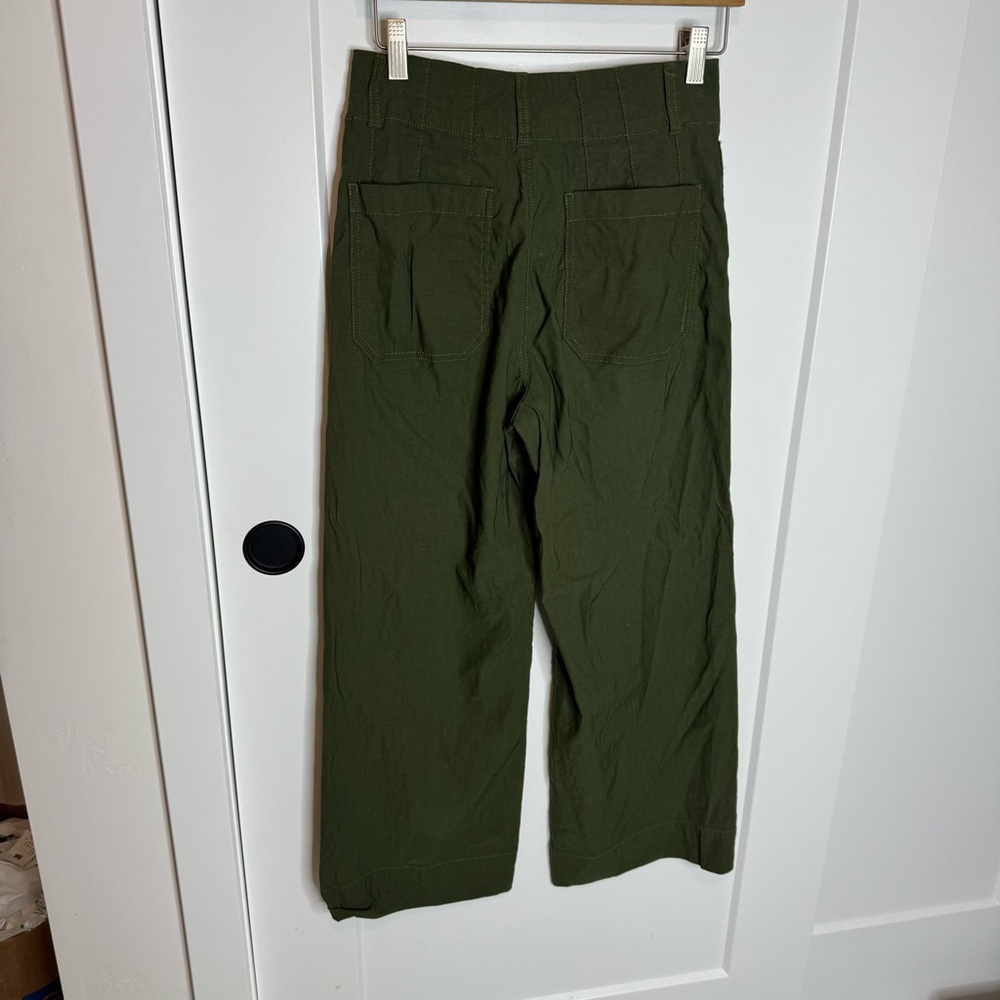 Anthropologie Maeve Colette Pants Wide Leg Crop High Rise Green Size 27 - Picture 5 of 7